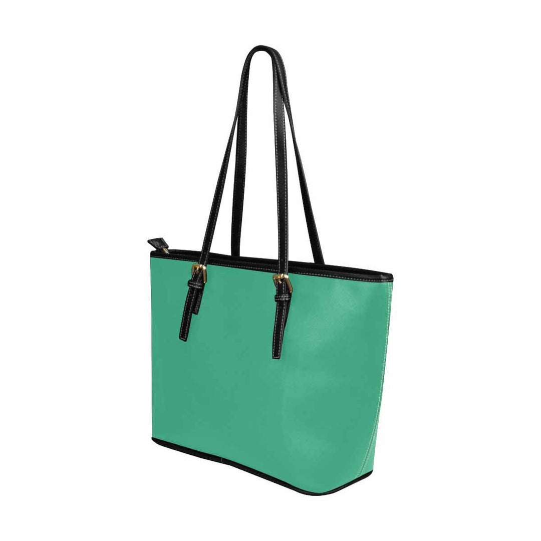 Large Leather Tote Shoulder Bag - Mint Green - Bags | Leather Tote Bags