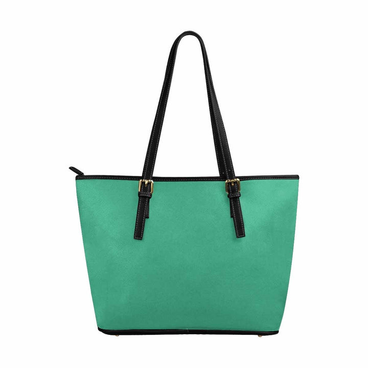 Large Leather Tote Shoulder Bag - Mint Green - Bags | Leather Tote Bags