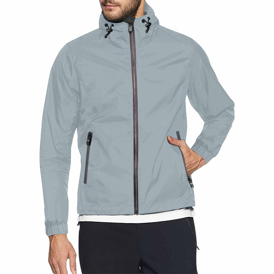 Misty Blue Gray Hooded Windbreaker Jacket - Men / Women - Mens | Jackets