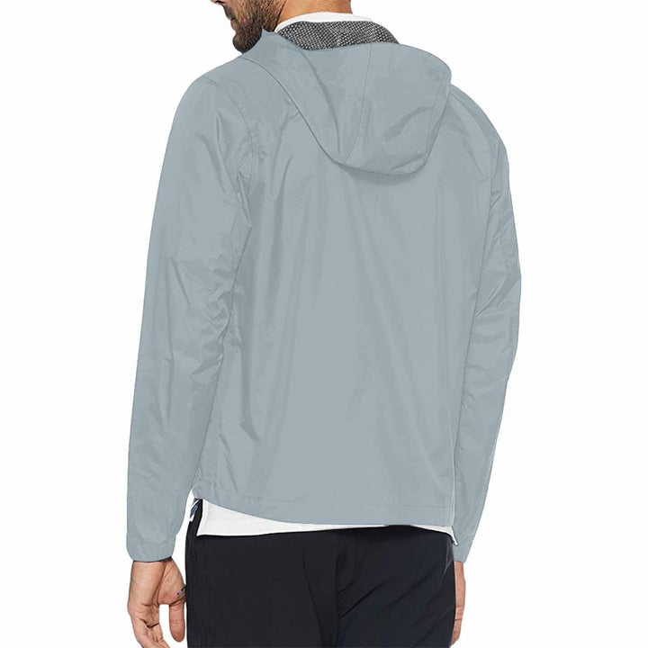 Misty Blue Gray Hooded Windbreaker Jacket - Men / Women - Mens | Jackets