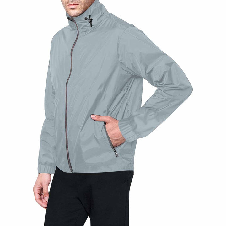 Misty Blue Gray Hooded Windbreaker Jacket - Men / Women - Mens | Jackets