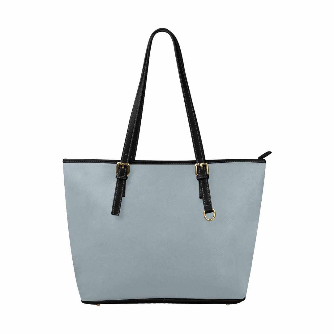 Large Leather Tote Shoulder Bag - Misty Blue Gray - Bags | Leather Tote Bags