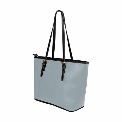 Large Leather Tote Shoulder Bag - Misty Blue Gray - Bags | Leather Tote Bags