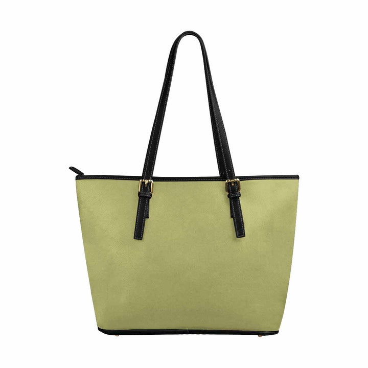 Large Leather Tote Shoulder Bag - Olive Green - Bags | Leather Tote Bags