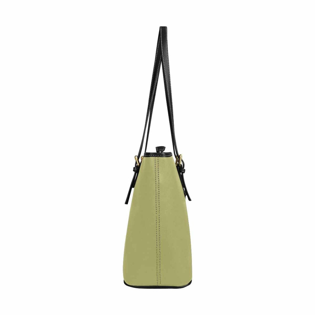 Large Leather Tote Shoulder Bag - Olive Green - Bags | Leather Tote Bags