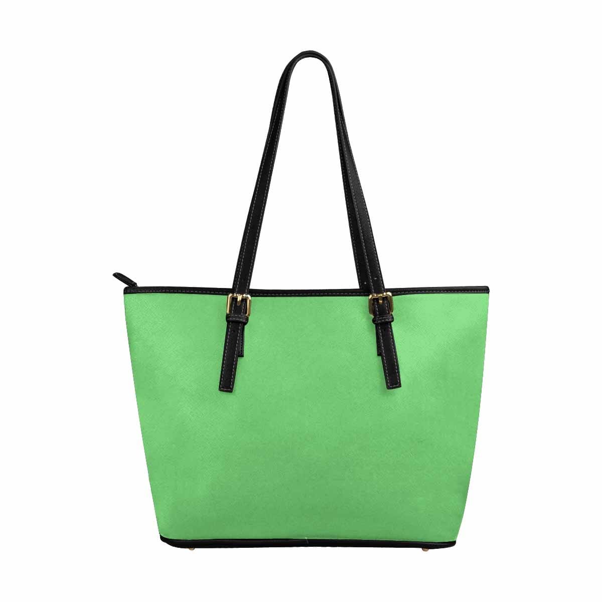 Large Leather Tote Shoulder Bag - Pastel Green - Bags | Leather Tote Bags