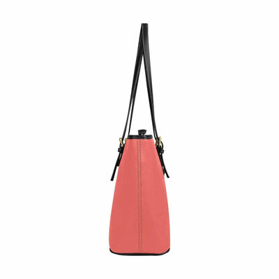 Large Leather Tote Shoulder Bag - Pastel Red - Bags | Leather Tote Bags