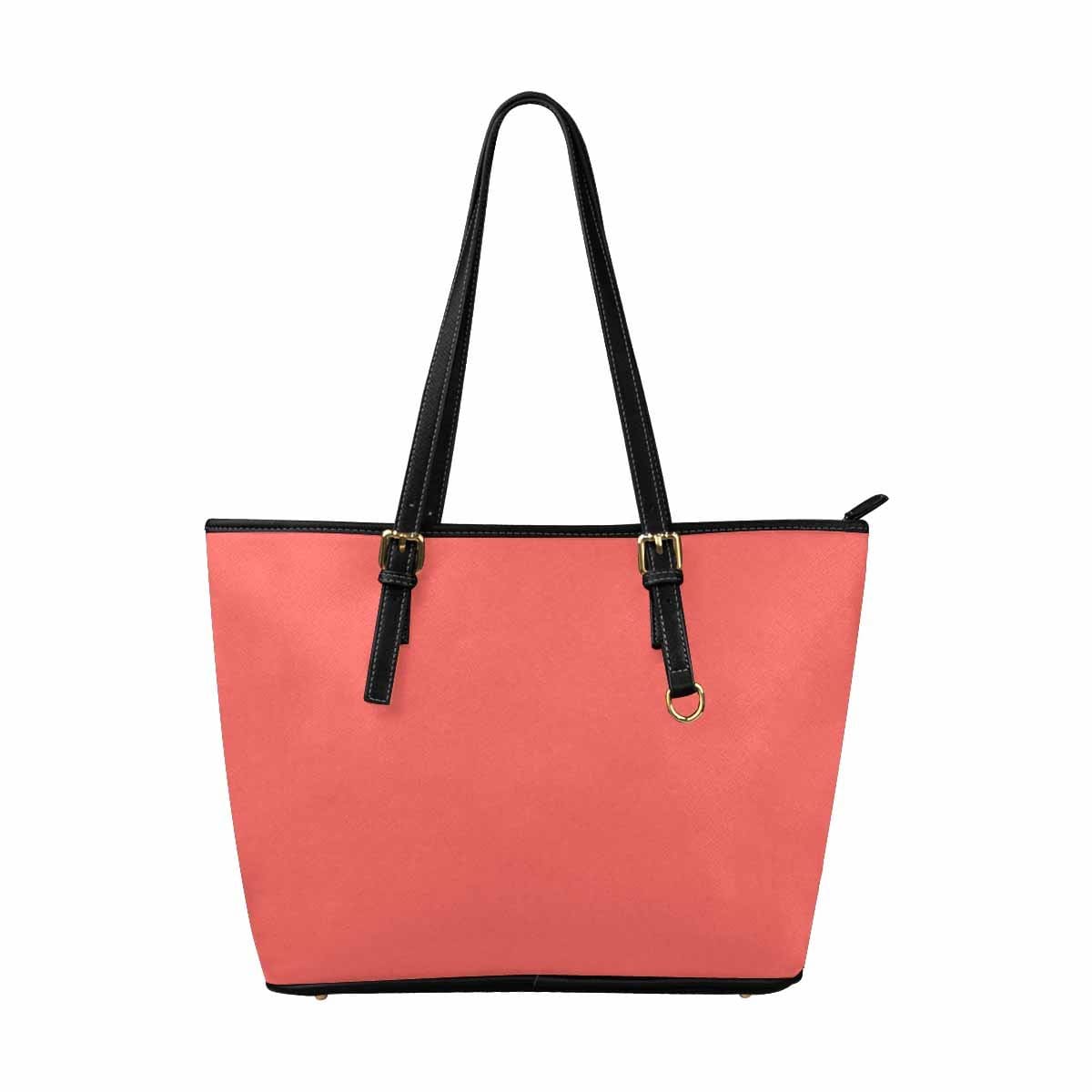 Large Leather Tote Shoulder Bag - Pastel Red - Bags | Leather Tote Bags