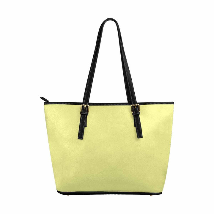 Large Leather Tote Shoulder Bag - Pastel Yellow - Bags | Leather Tote Bags