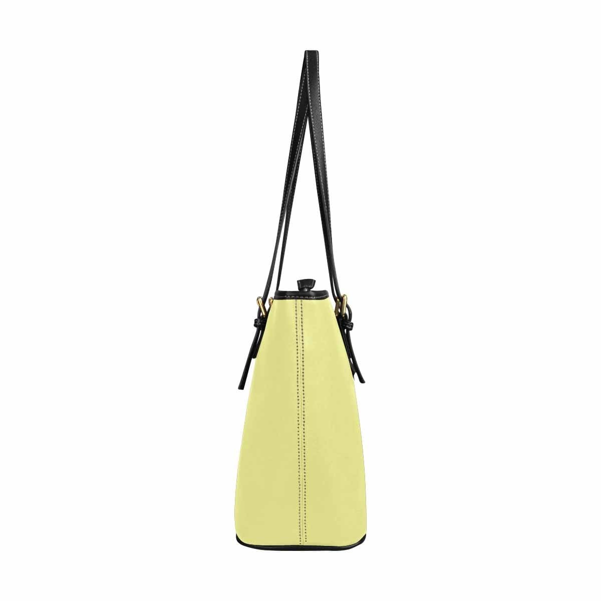 Large Leather Tote Shoulder Bag - Pastel Yellow - Bags | Leather Tote Bags