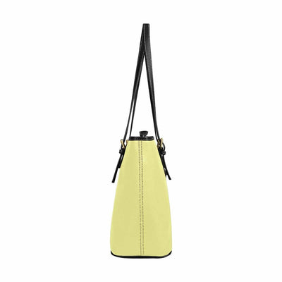 Large Leather Tote Shoulder Bag - Pastel Yellow - Bags | Leather Tote Bags