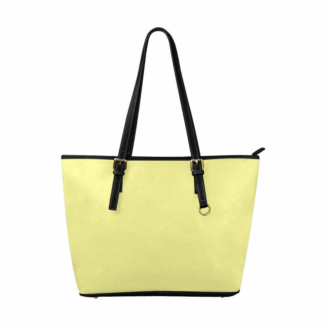 Large Leather Tote Shoulder Bag - Pastel Yellow - Bags | Leather Tote Bags