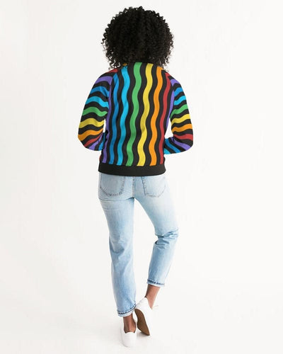 Rainbow Stripe Style Classic Womens Bomber Jacket - Womens | Jackets | Bombers