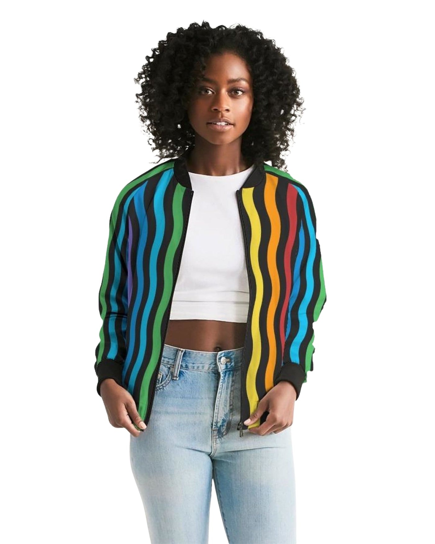 Rainbow Stripe Style Womens Bomber Jacket - Womens | Jackets | Bombers