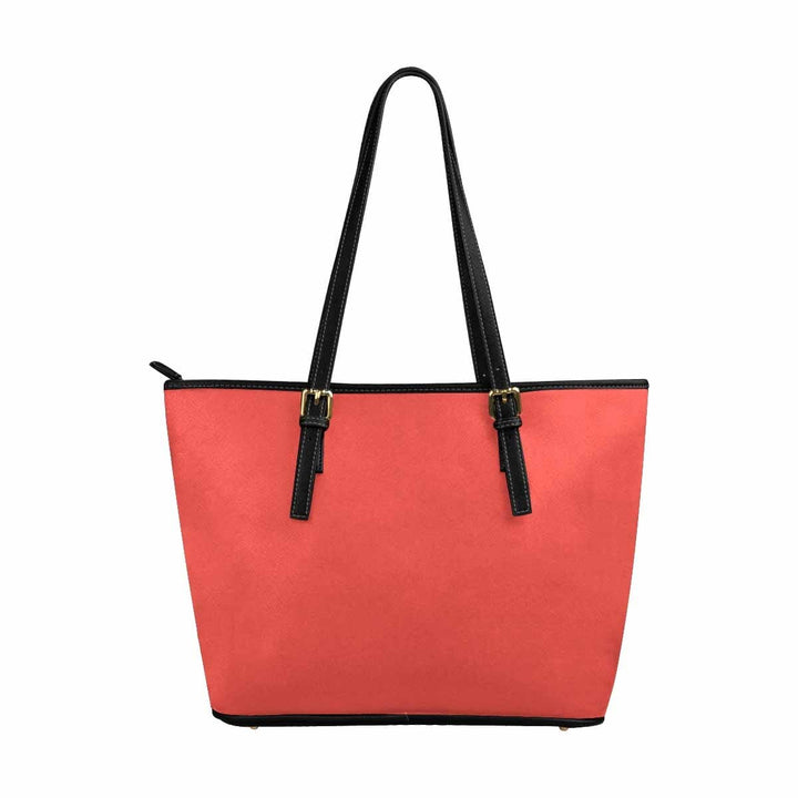 Large Leather Tote Shoulder Bag - Red Orange - Bags/Leather Tote Bags