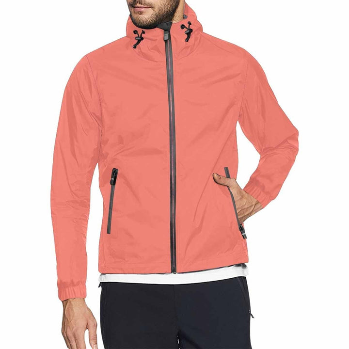 Salmon Red Hooded Windbreaker Jacket - Men / Women - Mens | Jackets