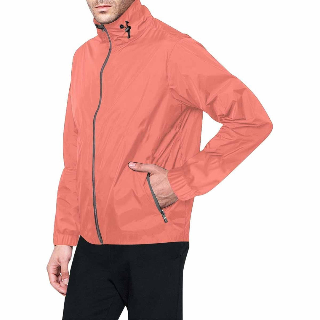 Salmon Red Hooded Windbreaker Jacket - Men / Women - Mens | Jackets