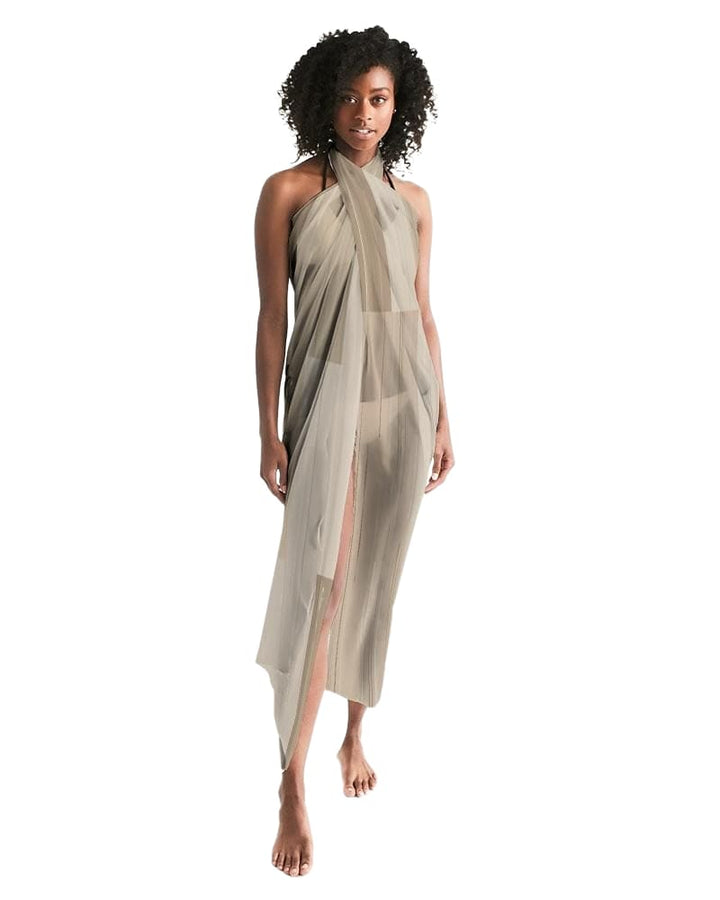 Sheer Beige Swimsuit Cover Up - Womens | Oversized Scarf | Sarong Swim Cover