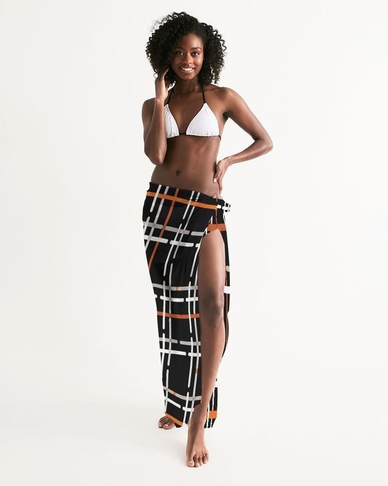 Sheer Black Tartan Plaid Swimsuit Cover Up - Womens | Swimwear | Sarong Wrap