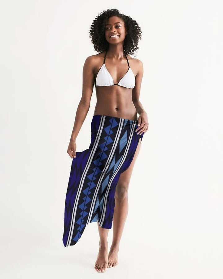 Sheer Bohemian Blue Swimsuit Cover Up - Womens | Oversized Scarf | Sarong Swim