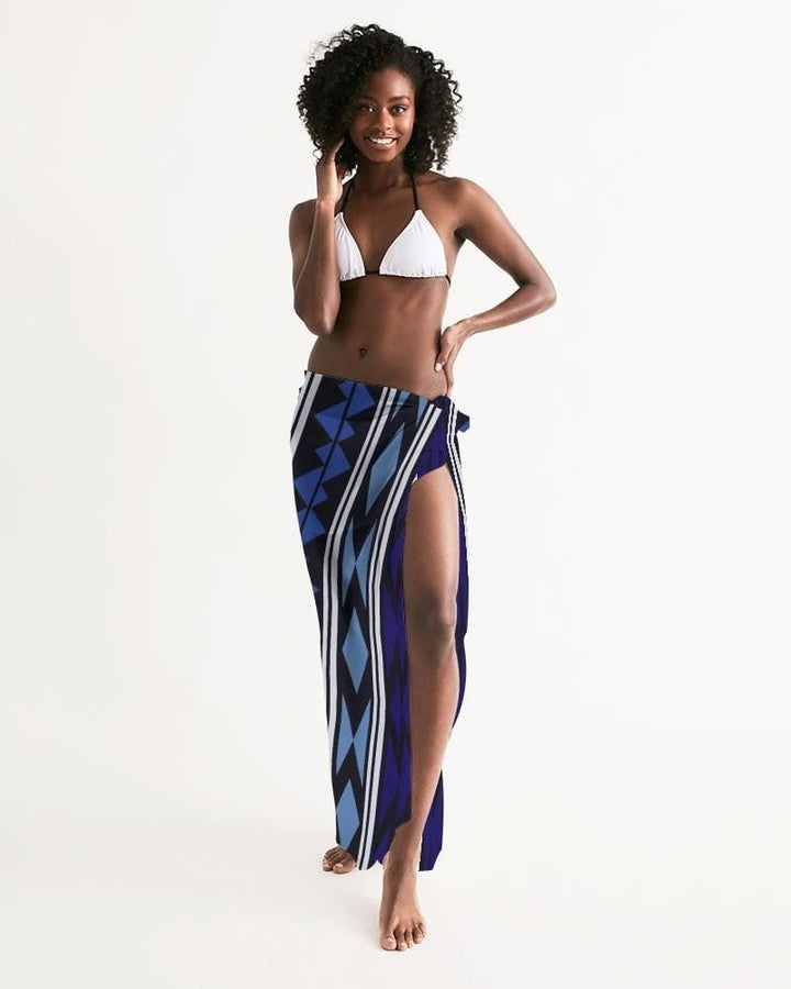 Sheer Bohemian Blue Swimsuit Cover Up - Womens | Oversized Scarf | Sarong Swim
