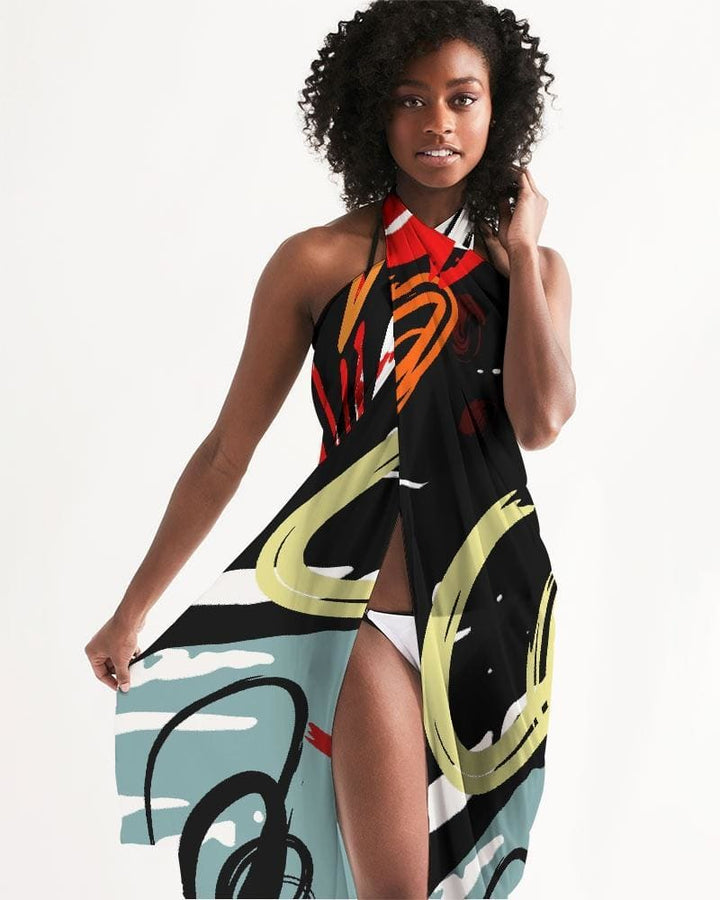 Sheer Circular Multicolor Red Swimsuit Cover Up - Womens | Oversized Scarf