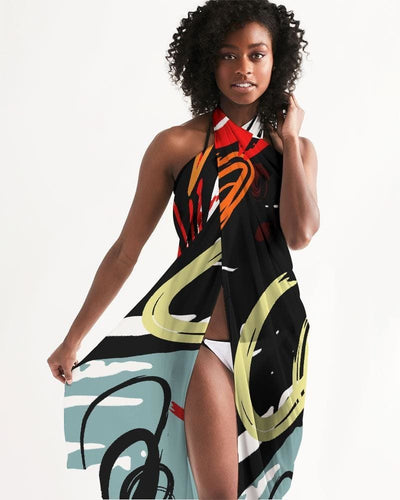 Sheer Circular Multicolor Red Swimsuit Cover Up - Womens | Oversized Scarf