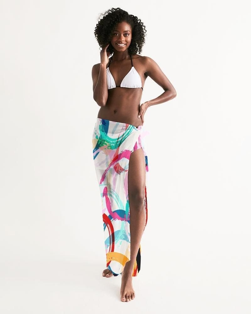 Sheer Circular Multicolor Swimsuit Cover Up - Womens | Oversized Scarf | Sarong