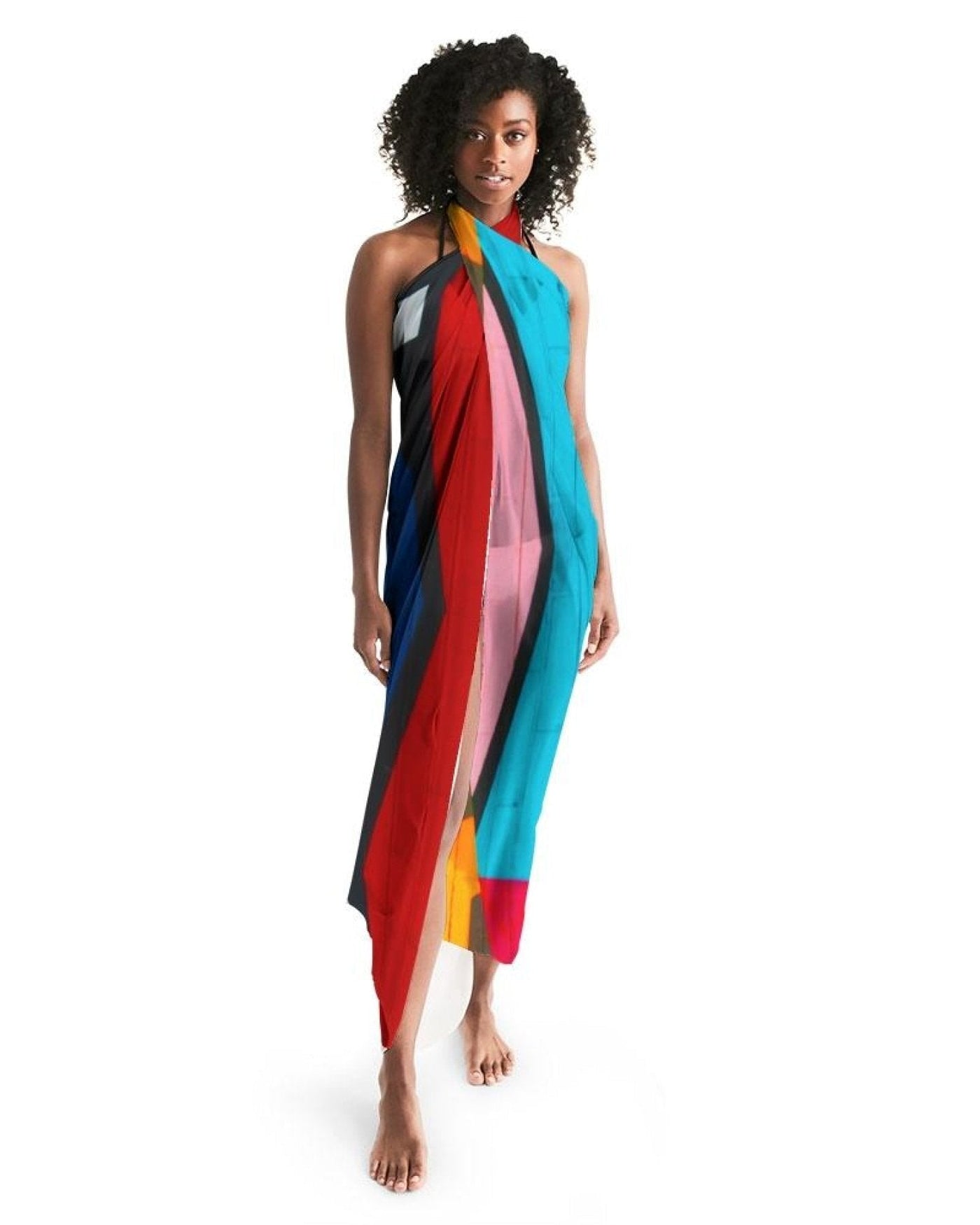 Sheer Colorblock Multicolor Swimsuit Cover Up - Womens | Swimwear | Sarong Wrap