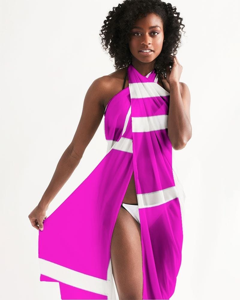 Sheer Colorblock Pink Swimsuit Cover Up - Womens | Oversized Scarf | Sarong