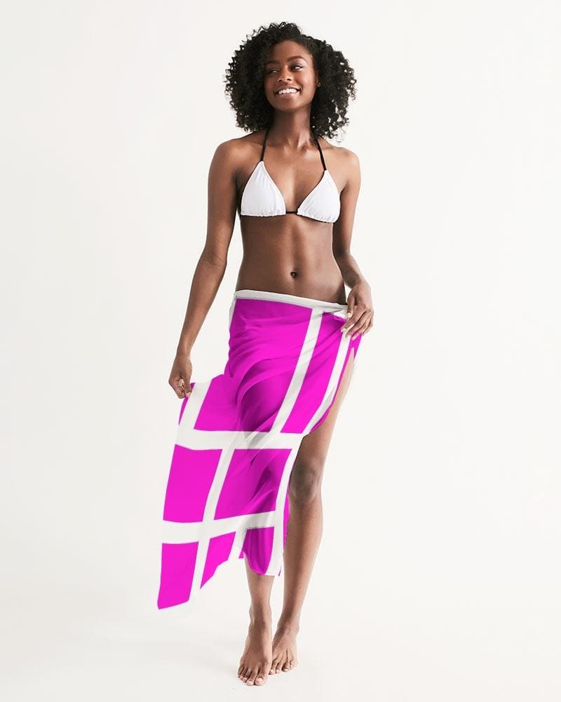 Sheer Colorblock Pink Swimsuit Cover Up - Womens | Oversized Scarf | Sarong