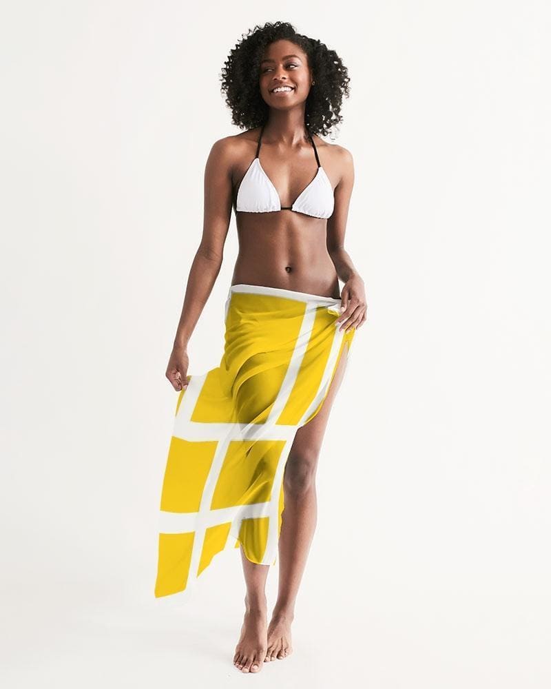 Sheer Colorblock Yellow Swimsuit Cover Up - Womens | Swimwear | Sarong Wrap