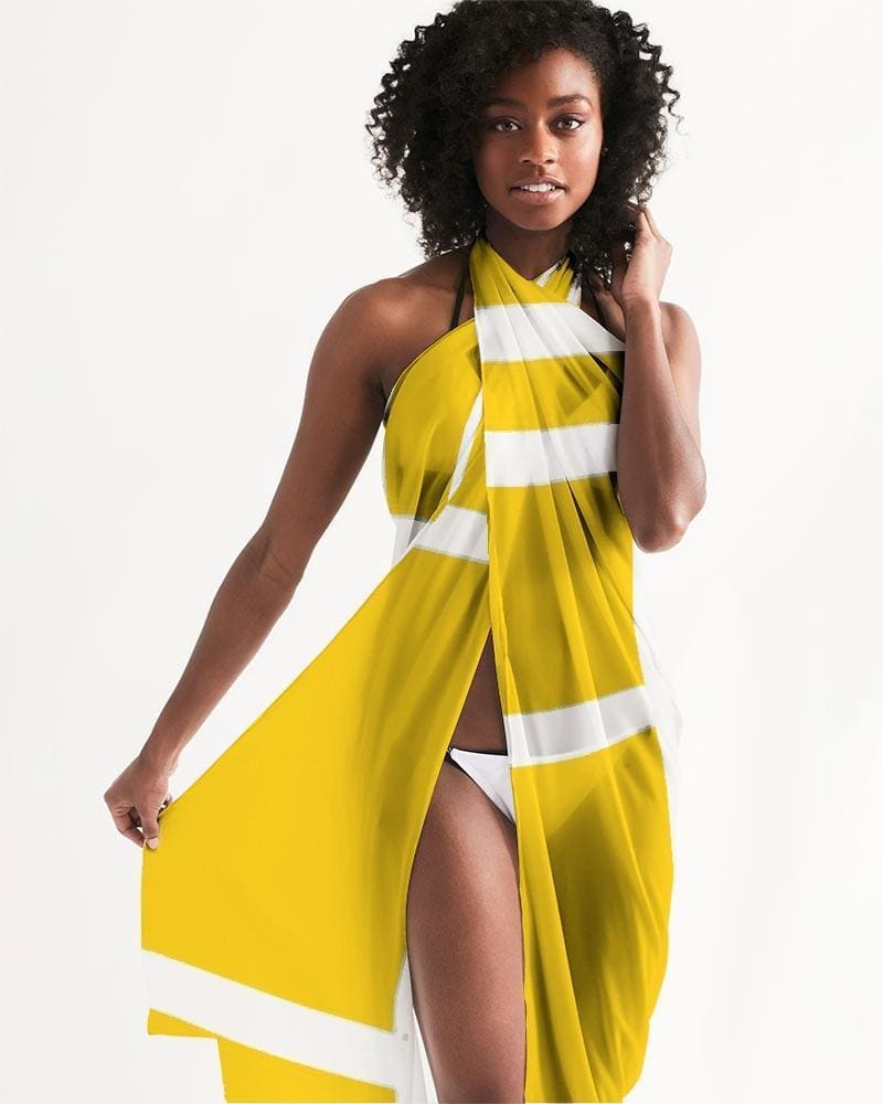 Sheer Colorblock Yellow Swimsuit Cover Up - Womens | Swimwear | Sarong Wrap