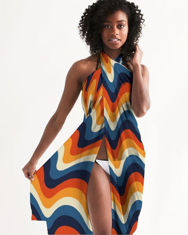Sheer Geometric Multicolor Swimsuit Cover Up - Womens | Oversized Scarf