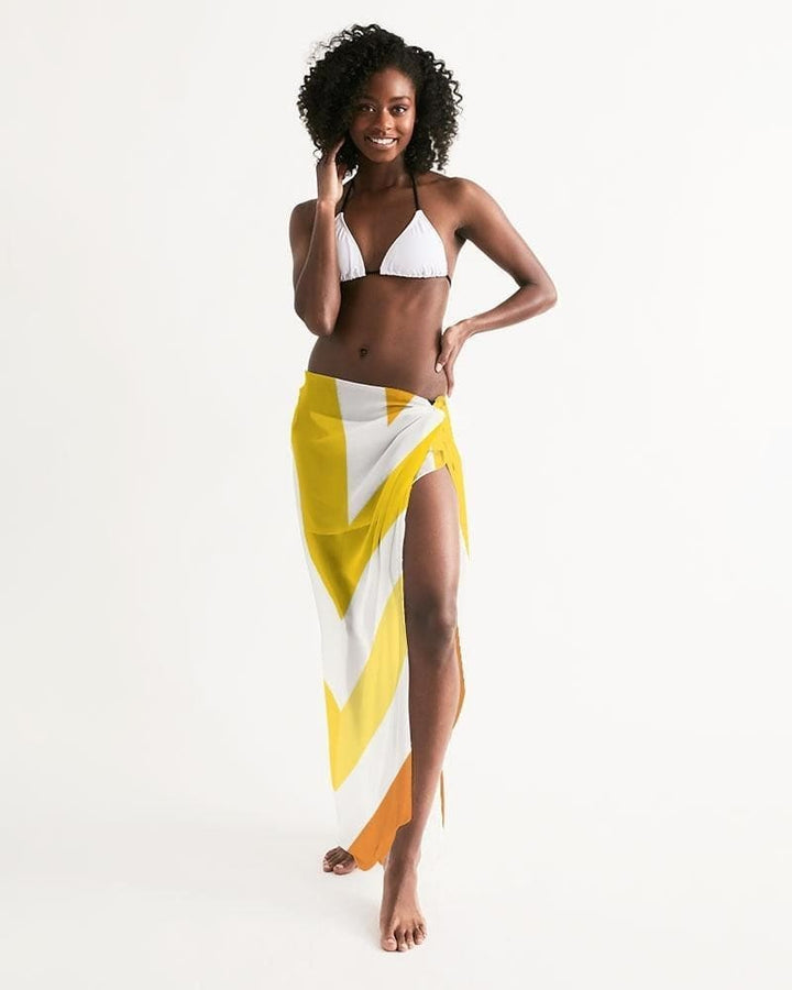 Sheer Herringbone Yellow Swimsuit Cover Up - Womens | Oversized Scarf | Sarong