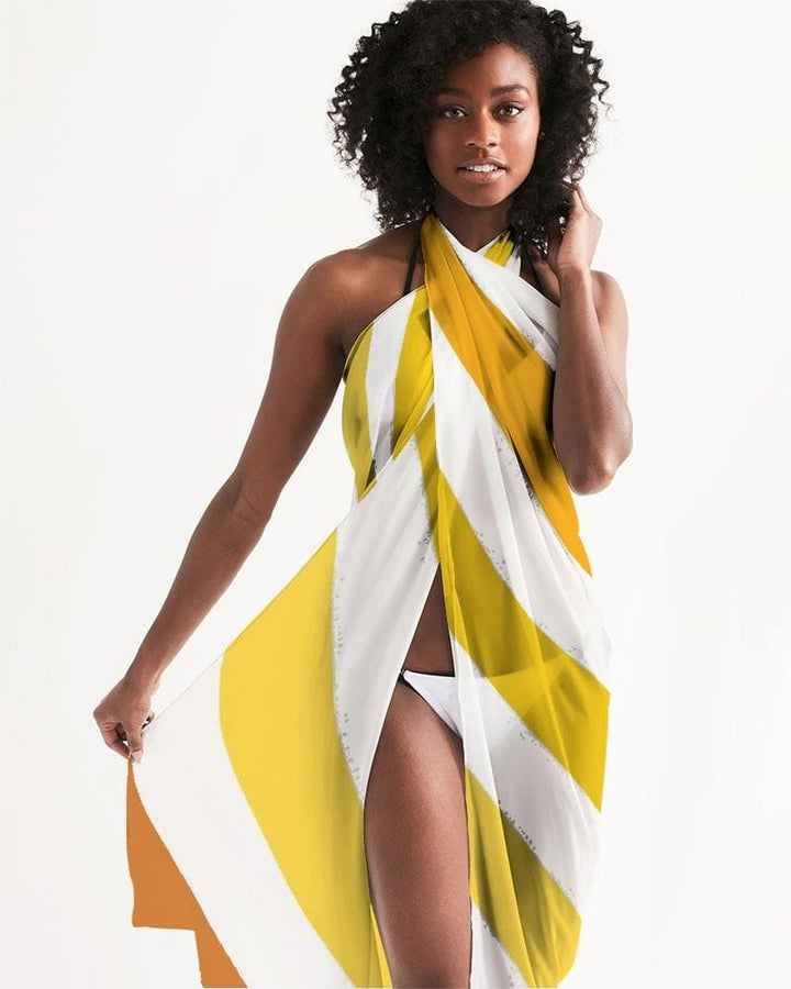 Sheer Herringbone Yellow Swimsuit Cover Up - Womens | Oversized Scarf | Sarong