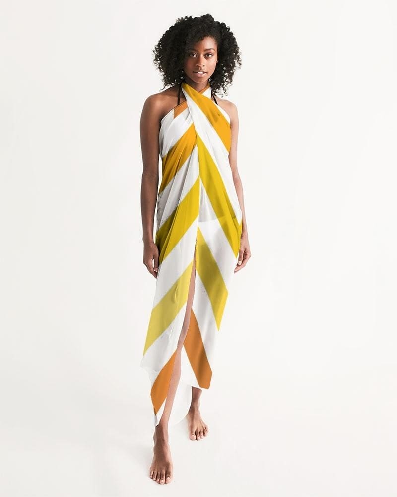 Sheer Herringbone Yellow Swimsuit Cover Up - Womens | Swimwear | Sarong Wrap