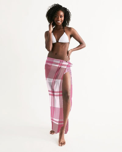 Sheer Plaid Pink Swimsuit Cover Up - Womens | Swimwear | Sarong Wrap