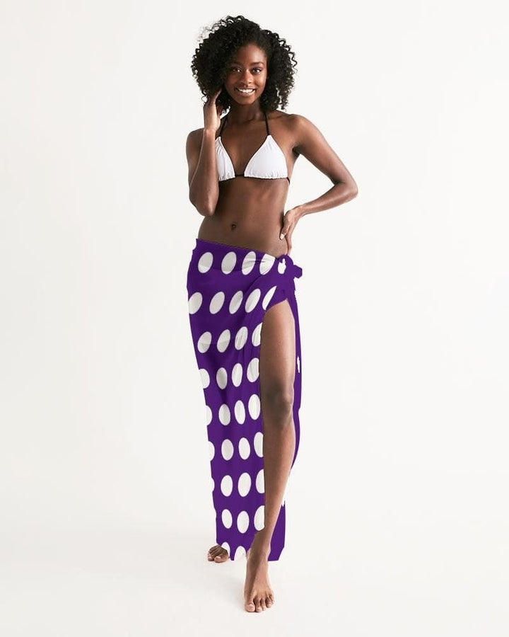Sheer Purple Dotted Style Swim Cover Up - Womens | Oversized Scarf | Sarong