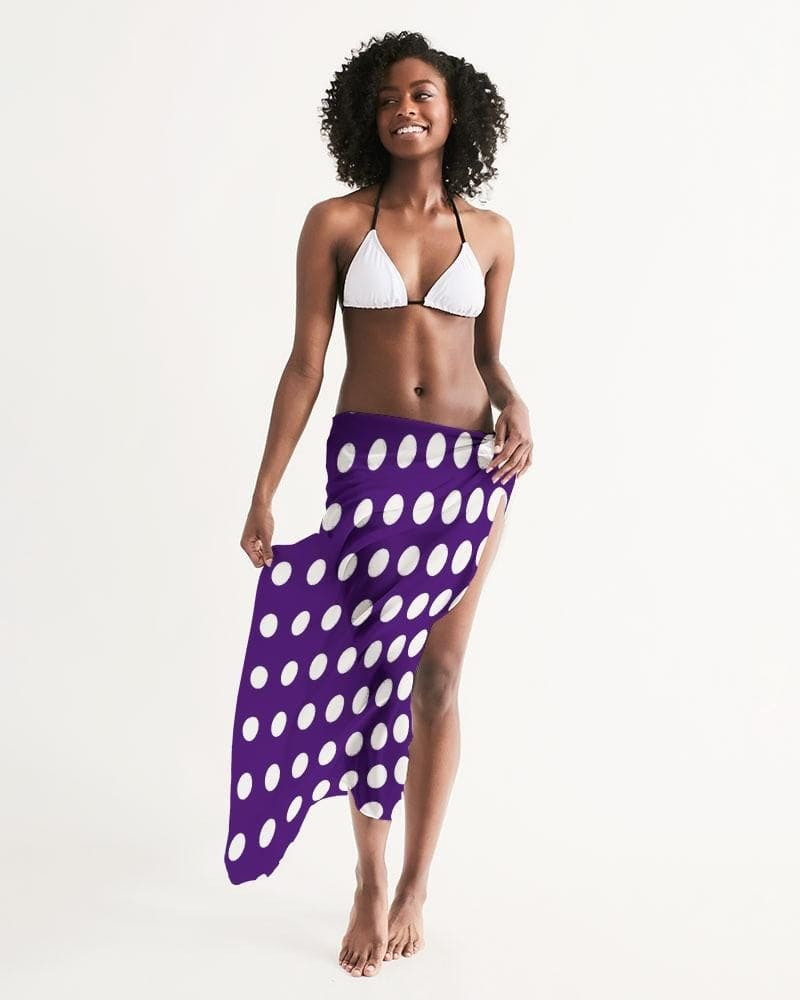 Sheer Purple Dotted Style Swim Cover Up - Womens | Oversized Scarf | Sarong
