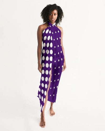 Sheer Purple Polka Dot Swimsuit Cover Up - Womens | Oversized Scarf Sarong Swim