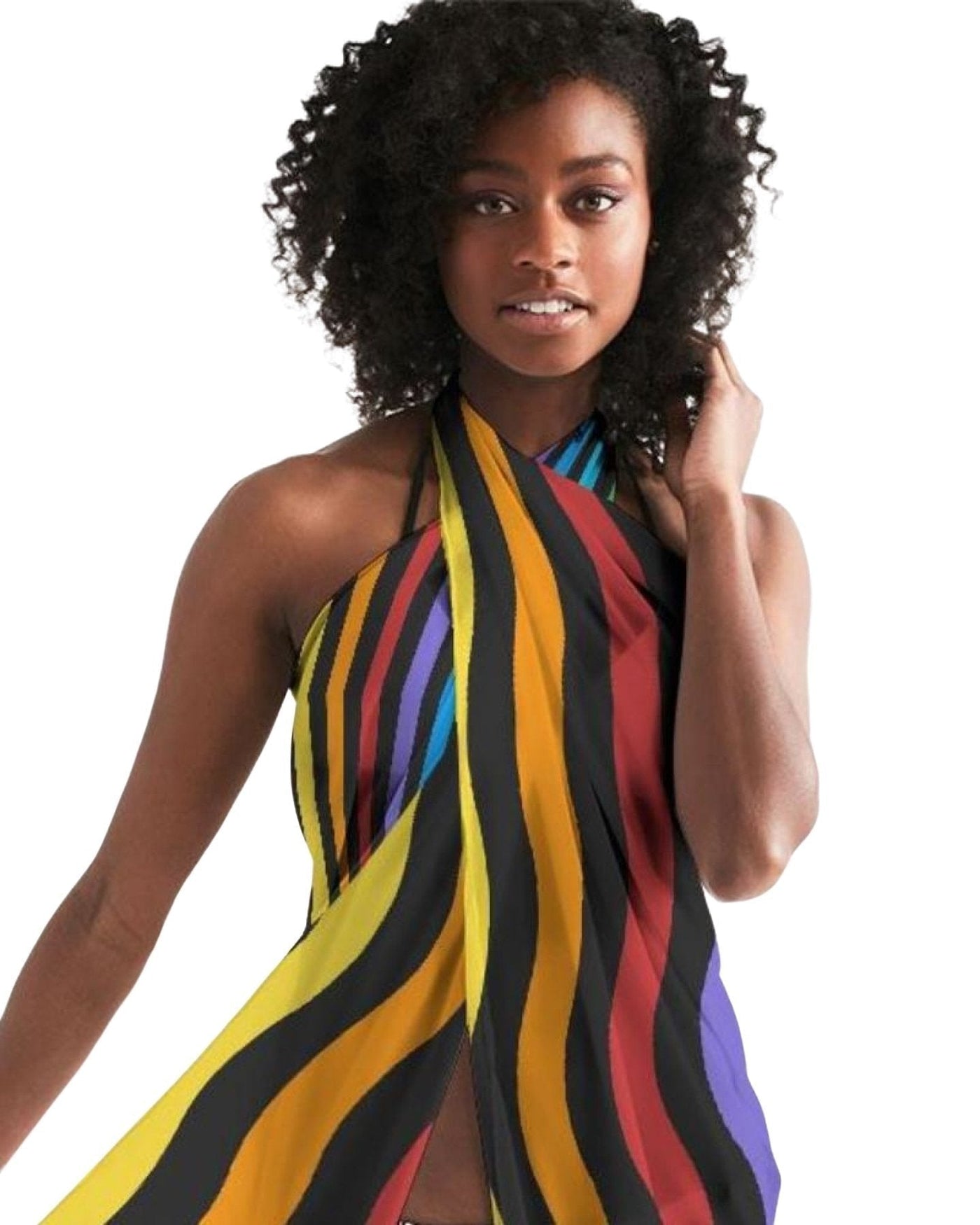 Sheer Rainbow Striped Swimsuit Cover Up - Womens | Swimwear | Sarong Wrap
