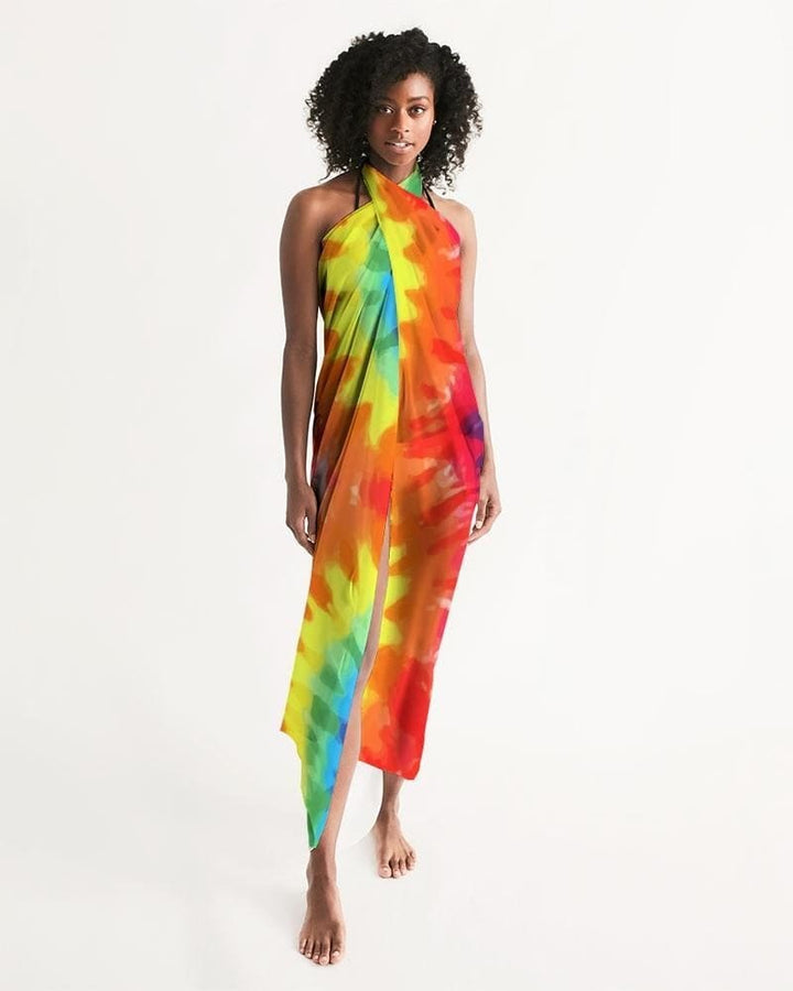 Sheer Rainbow Tie Dye Swimsuit Cover Up - Womens | Oversized Scarf | Sarong