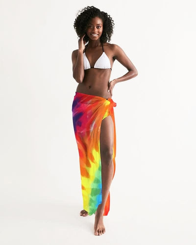 Sheer Rainbow Tie Dye Swimsuit Cover Up - Womens | Swimwear | Sarong Wrap