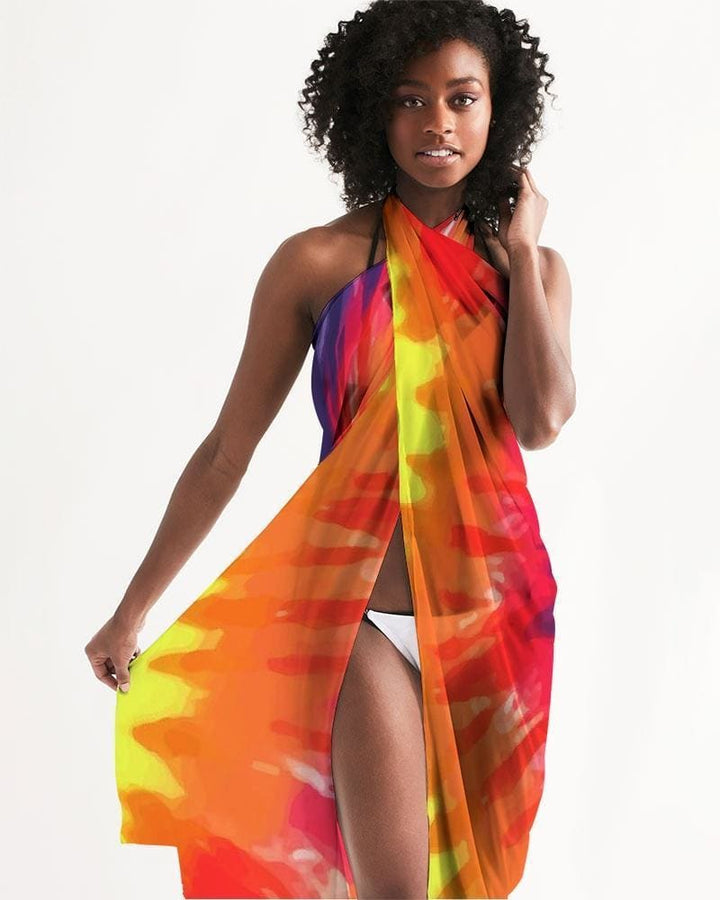 Sheer Rainbow Tie Dye Swimsuit Cover Up - Womens | Oversized Scarf | Sarong