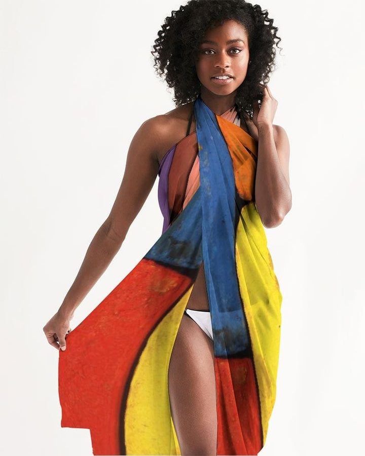 Sheer Sarong Swimsuit Cover Up Wrap / Block Multicolor - Womens | Oversized