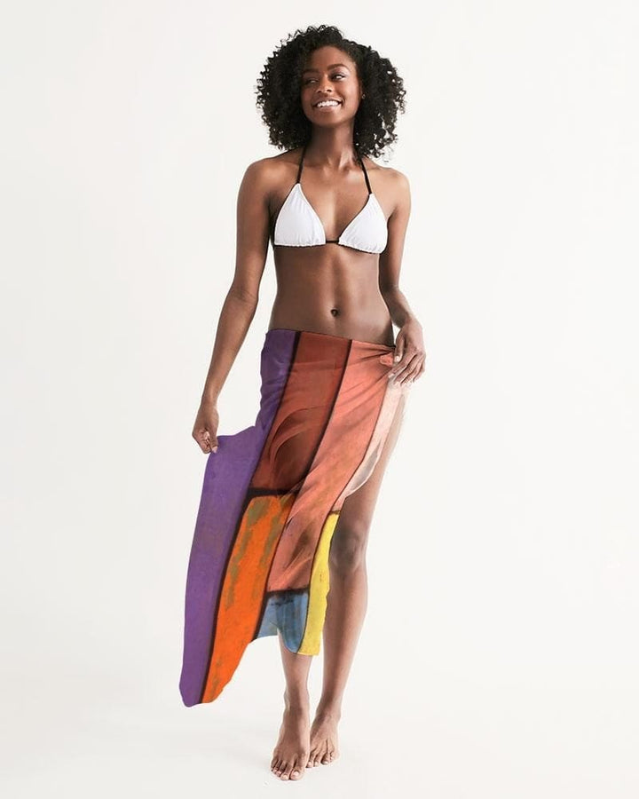 Sheer Sarong Swimsuit Cover Up Wrap / Block Multicolor - Womens | Oversized