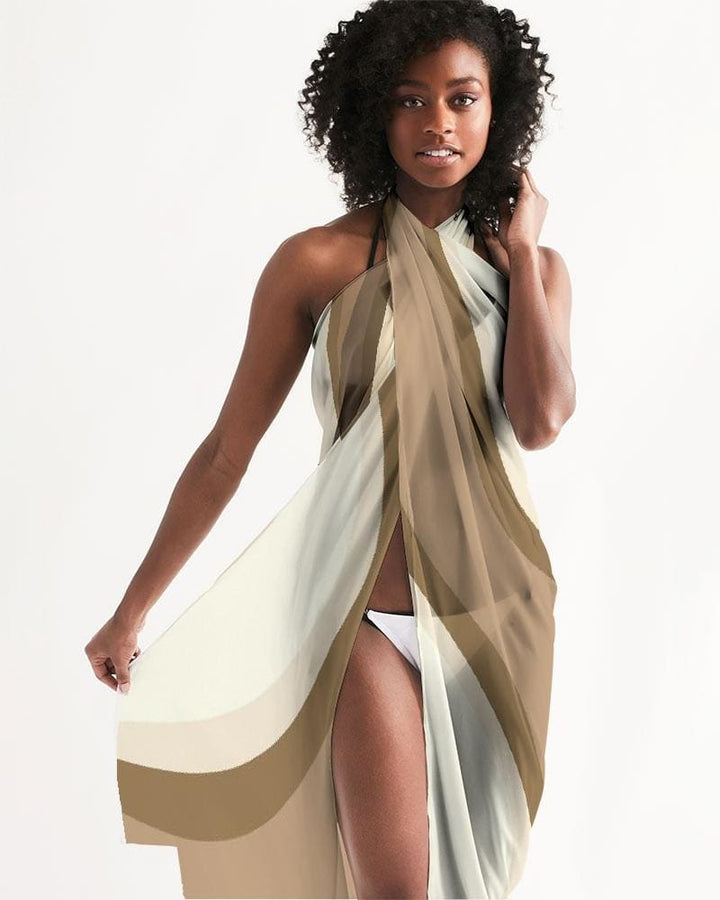 Sheer Sarong Swimsuit Cover Up Wrap / Brown Swirl - Womens | Oversized Scarf