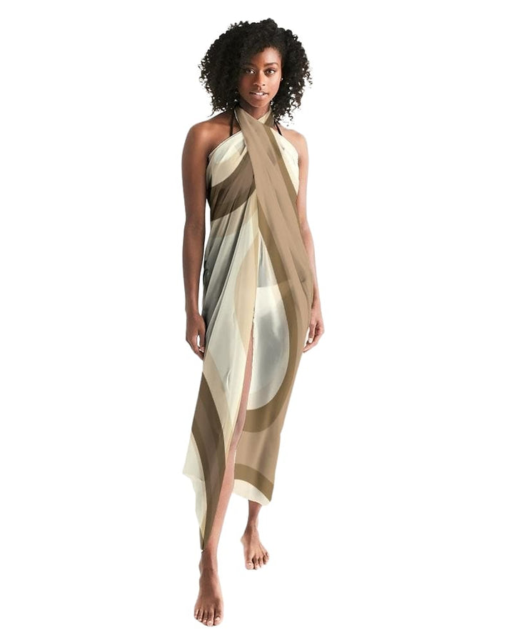 Sheer Sarong Swimsuit Cover Up Wrap / Brown Swirl - Womens | Oversized Scarf