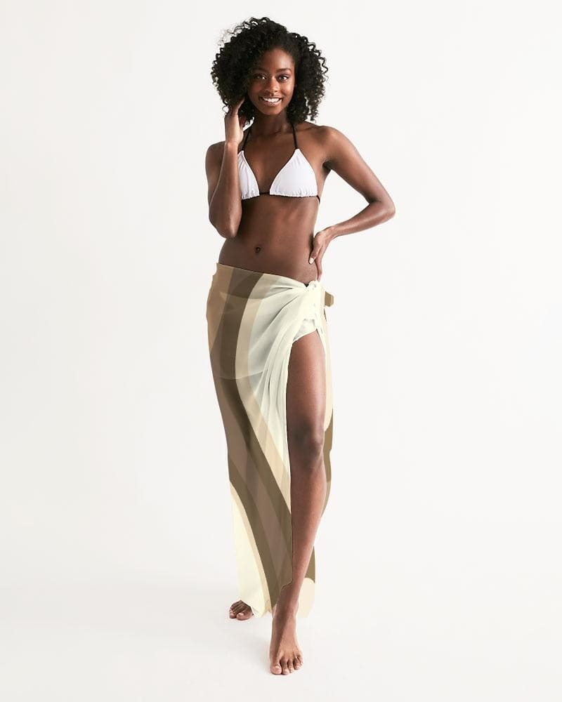 Sheer Sarong Swimsuit Cover Up Wrap / Brown Swirl - Womens | Oversized Scarf